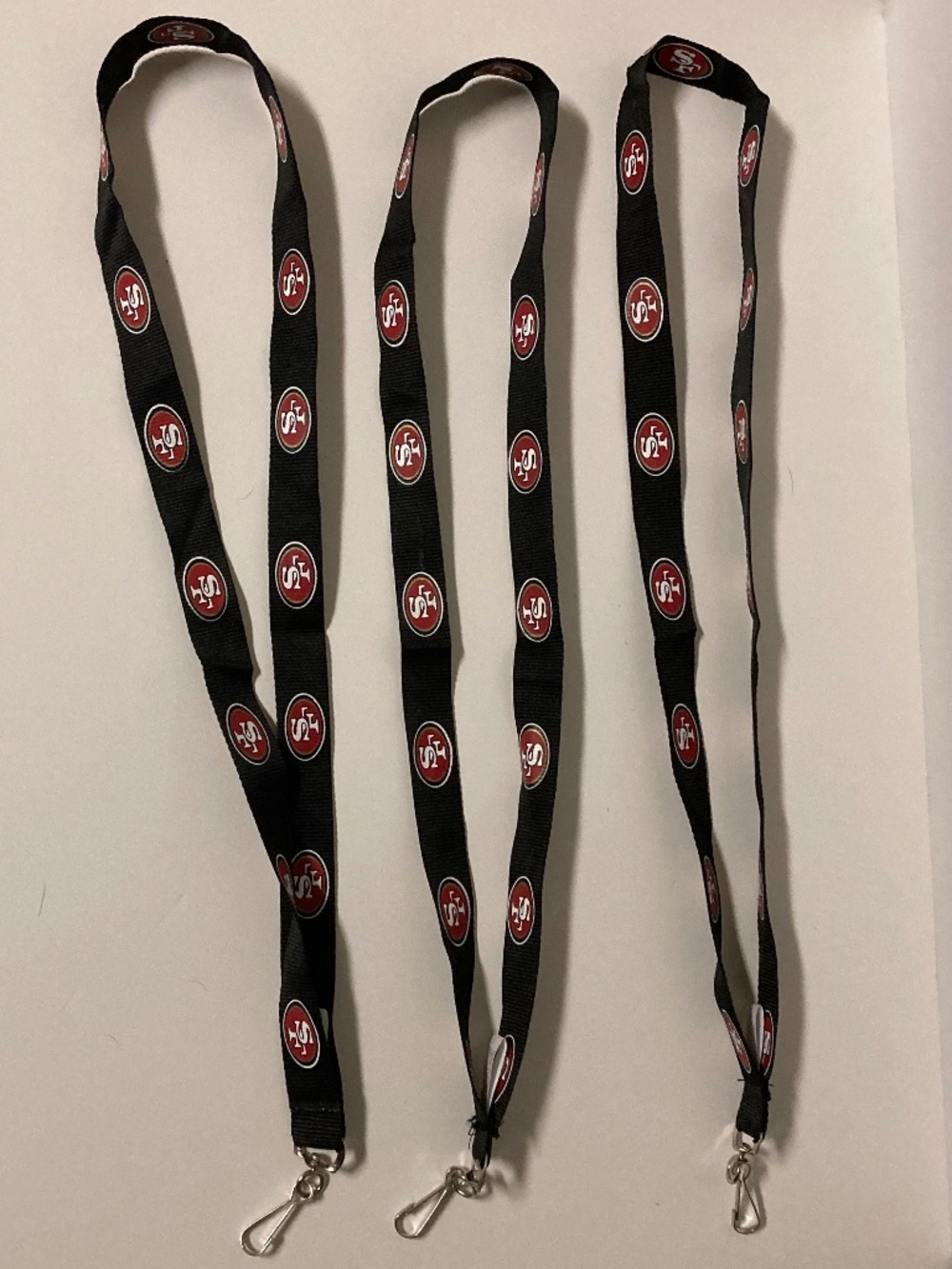 Three (3) San Francisco 49ers Football Branded Lanyards